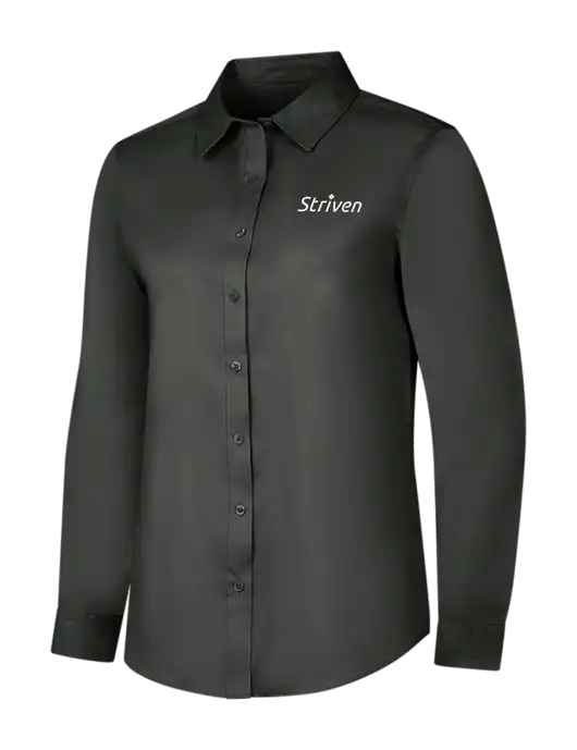 Dark Grey Womens Long Sleeve Superpro React Twill Shirt w/Striven Logo 