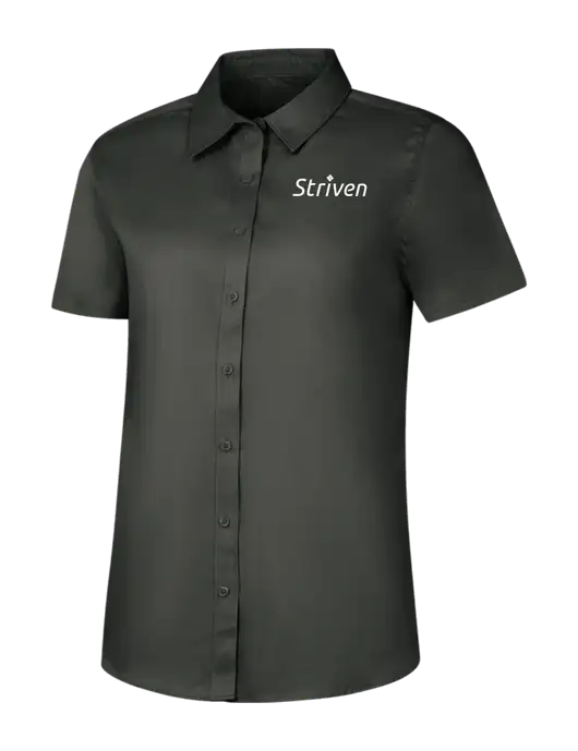Womens Dark Grey Short Sleeve Superpro React Twill Shirt w/Striven Logo 