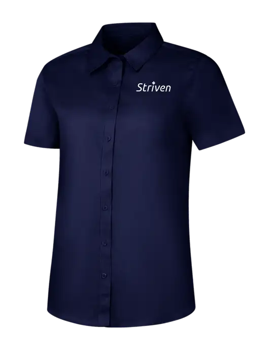 Womens Navy Short Sleeve Superpro React Twill Shirt w/Striven Logo 