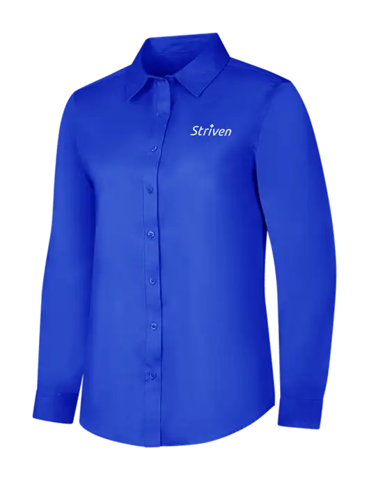Womens Long Sleeve Dark Royal Superpro React Twill Shirt w/Striven Logo 