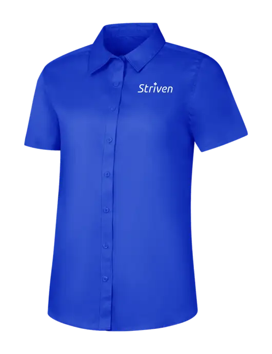 Womens Short Sleeve Dark Royal Superpro React Twill Shirt w/Striven Logo 