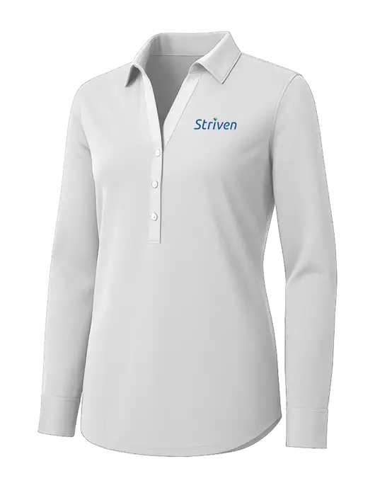 Womens White City Stretch Shirt w/Striven Logo 