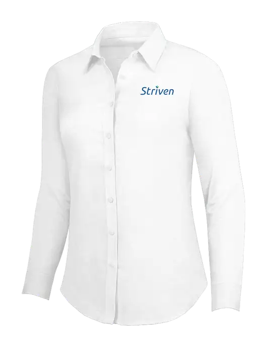 White Womens SuperPro Oxford Shirt w/Striven Logo 