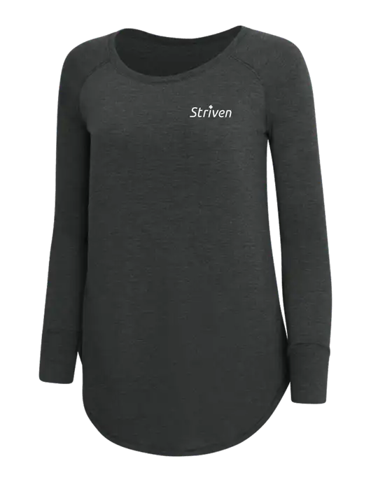 Womens Perfect Wide Collar Tunic Tri-Blend Black Frost 4.5 oz T-Shirt w/Striven Logo 