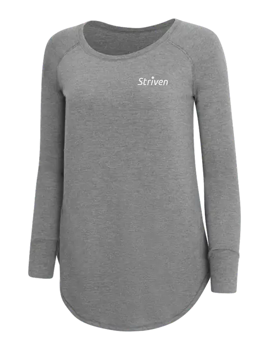 Womens Perfect Wide Collar Tunic Tri-Blend Grey Frost 4.5 oz T-Shirt w/Striven Logo 