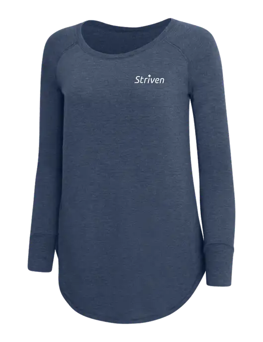 Womens Perfect Wide Collar Tunic Tri-Blend Navy Frost 4.5 oz T-Shirt w/Striven Logo 