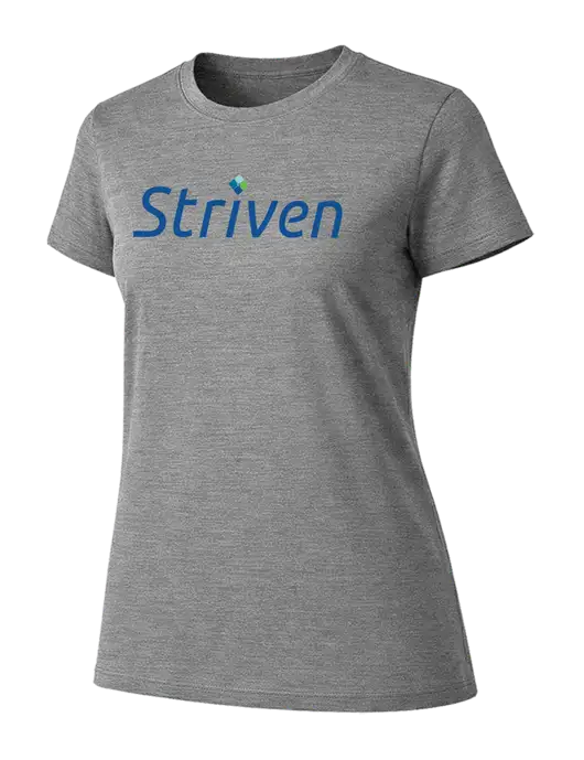 Womens Ring Spun Light Grey Heather 4.5 oz T-Shirt w/Striven Logo 