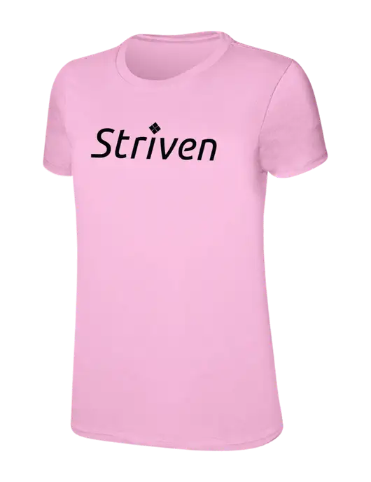 Womens Ring Spun Candy Pink 4.5 oz T-Shirt w/Striven Logo 