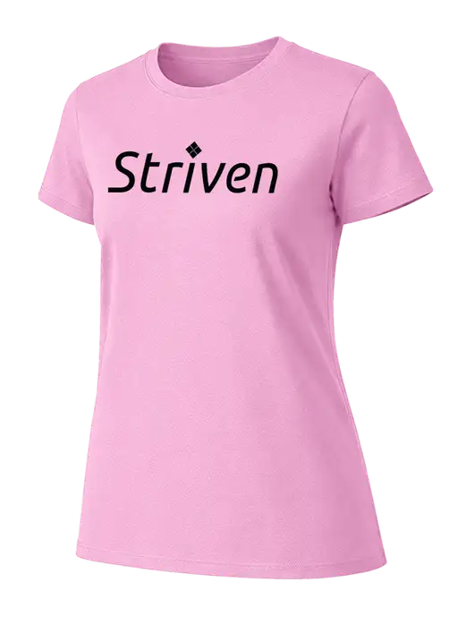 Womens Ring Spun Candy Pink 4.5 oz T-Shirt w/Striven Logo 