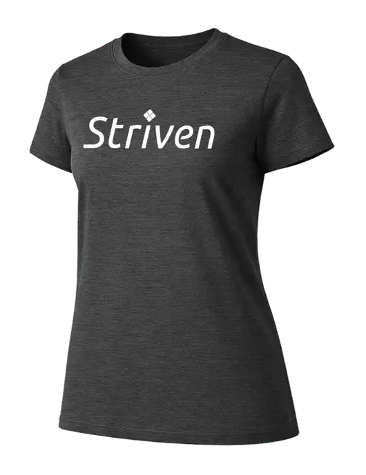 Womens Ring Spun Dark Heather Grey 4.5 oz T-Shirt w/Striven Logo 