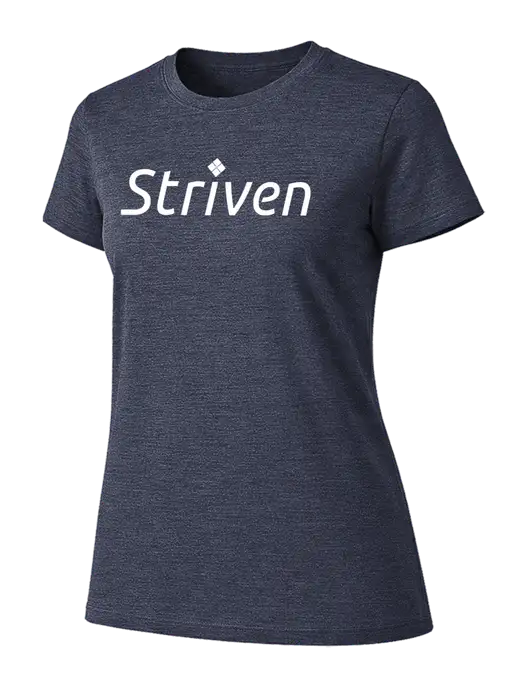 Womens Ring Spun Heather Navy 4.5 oz T-Shirt w/Striven Logo 