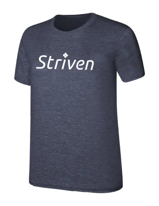 Womens Ring Spun Heather Navy 4.5 oz T-Shirt w/Striven Logo 