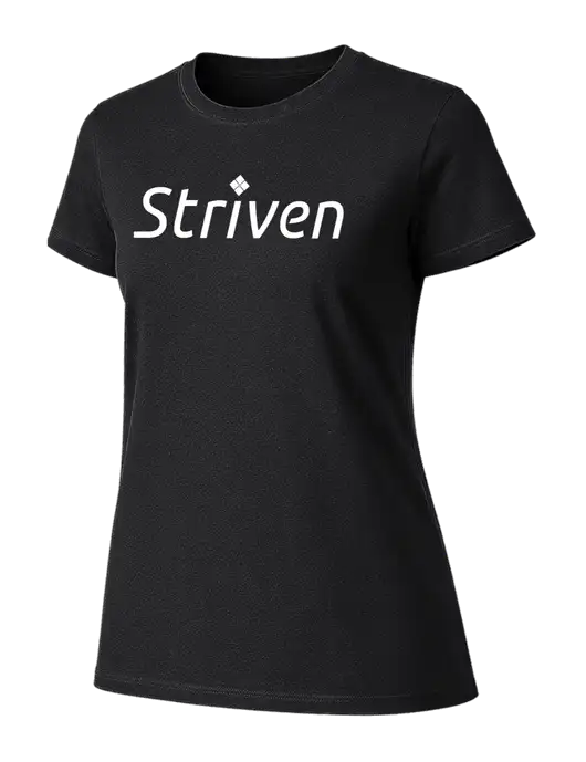 Womens Ring Spun Jet Black 4.5 oz T-Shirt w/Striven Logo 