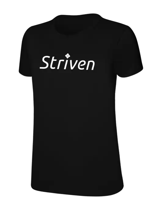 Womens Ring Spun Jet Black 4.5 oz T-Shirt w/Striven Logo 