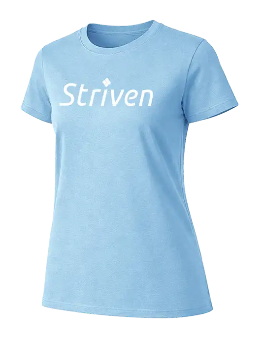 Womens Ring Spun Light Blue 4.5 oz T-Shirt w/Striven Logo 
