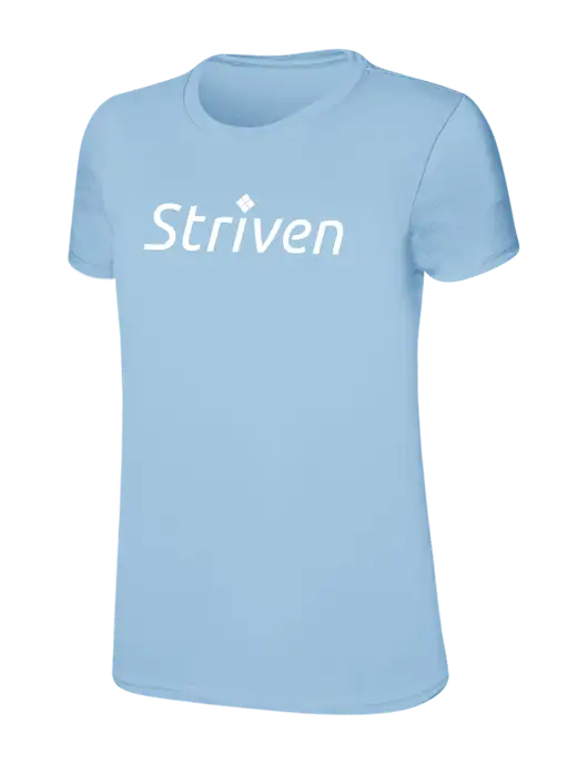 Womens Ring Spun Light Blue 4.5 oz T-Shirt w/Striven Logo 