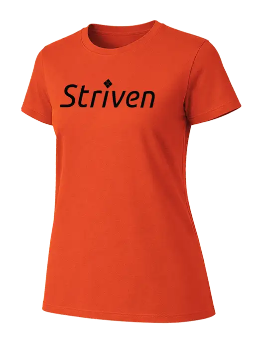Womens Ring Spun Orange 4.5 oz T-Shirt w/Striven Logo 