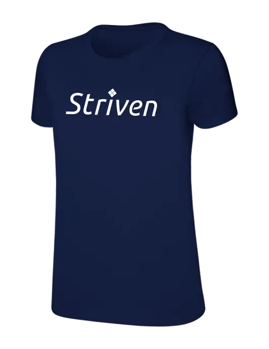 Womens Ring Spun Navy 4.5 oz T-Shirt w/Striven Logo 