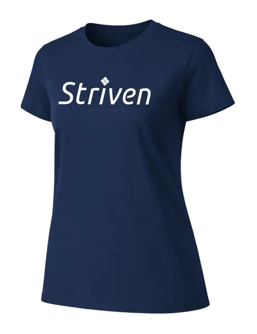 Womens Ring Spun Navy 4.5 oz T-Shirt w/Striven Logo 