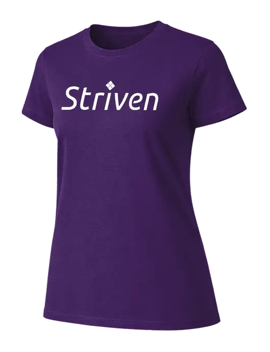 Womens Ring Spun Purple 4.5 oz T-Shirt w/Striven Logo 