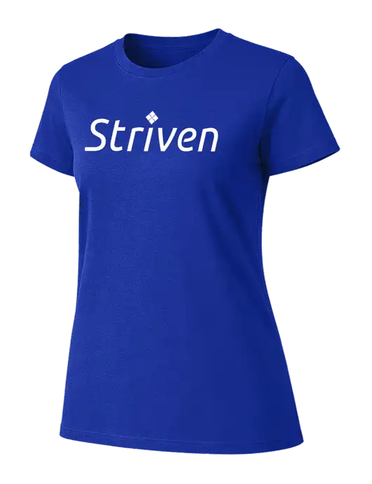 Womens Ring Spun Royal 4.5 oz T-Shirt w/Striven Logo 