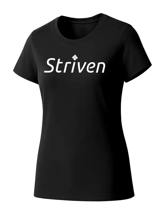 Womens Seriously Soft Black T-Shirt w/Striven Logo 