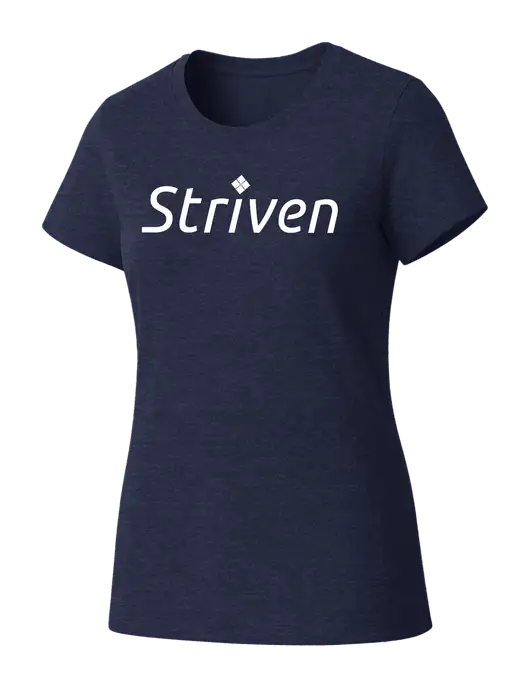 Womens Seriously Soft Heathered Navy T-Shirt w/Striven Logo 