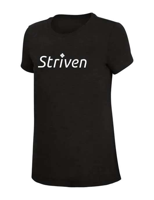 Womens Simply Soft Black 4.5oz Poly/Combed Ring Spun Cotton T-Shirt w/Striven Logo 