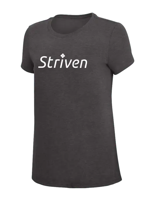 Womens Simply Soft Heather Charcoal 4.5oz  Poly/Combed Ring Spun Cotton T-Shirt w/Striven Logo 