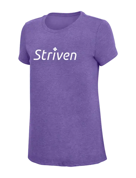 Womens Simply Soft Purple Frost 4.5oz  Poly/Combed Ring Spun Cotton T-Shirt w/Striven Logo 