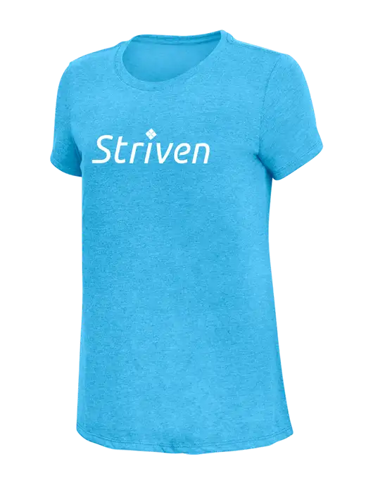 Womens Simply Soft Turquoise Frost 4.5oz  Poly/Combed Ring Spun Cotton T-Shirt w/Striven Logo 