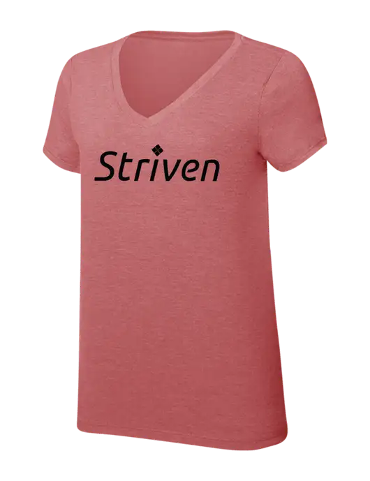 Womens Simply Soft V-Neck Blush Frost 4.5oz  Poly/Combed Ring Spun Cotton T-Shirt w/Striven Logo 