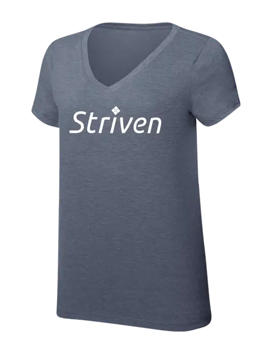 Womens Simply Soft V-Neck Navy Frost 4.5oz  Poly/Combed Ring Spun Cotton T-Shirt w/Striven Logo 
