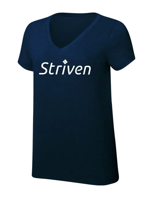 Womens Simply Soft V-Neck New Navy 4.5oz  Poly/Combed Ring Spun Cotton T-Shirt w/Striven Logo 