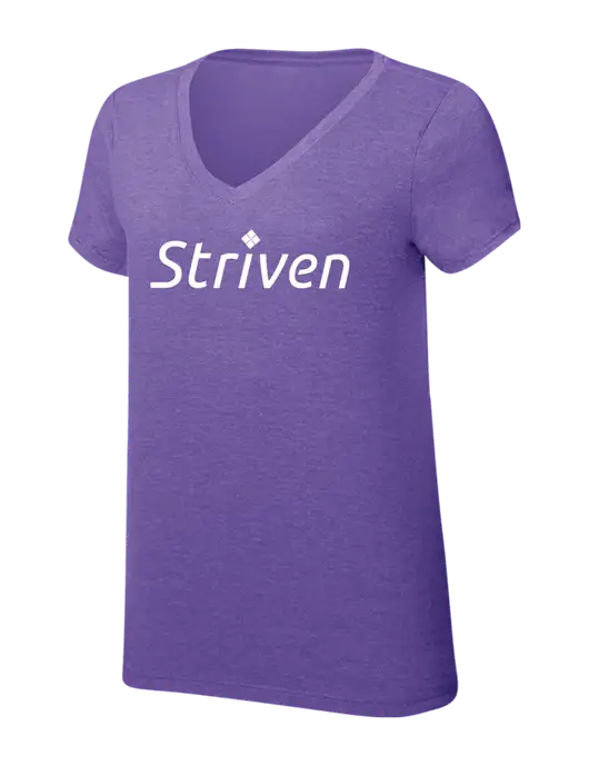Womens Simply Soft V-Neck Purple Frost 4.5oz  Poly/Combed Ring Spun Cotton T-Shirt w/Striven Logo 