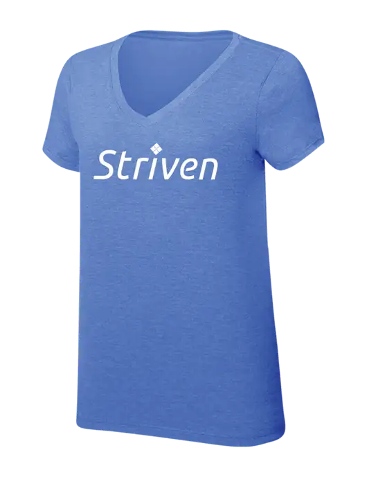 Womens Simply Soft V-Neck Royal Frost 4.5oz  Poly/Combed Ring Spun Cotton T-Shirt w/Striven Logo 