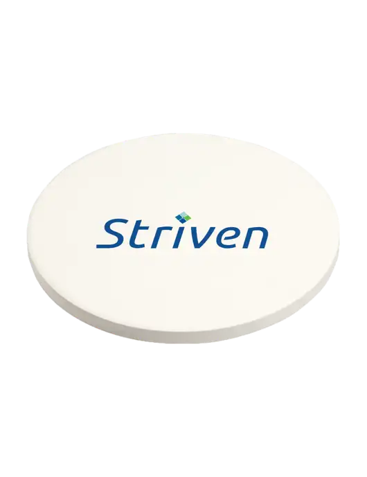 Absorbent White Coaster with Cork Base w/Striven Logo 