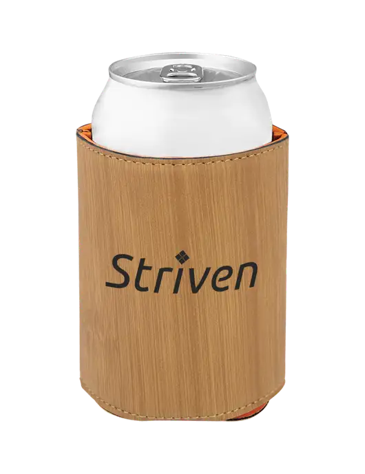 Bamboo Leatherette Beverage Holder w/Striven Logo 