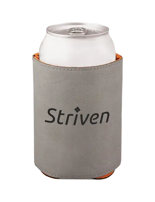 Grey Leatherette Beverage Holder w/Striven Logo 