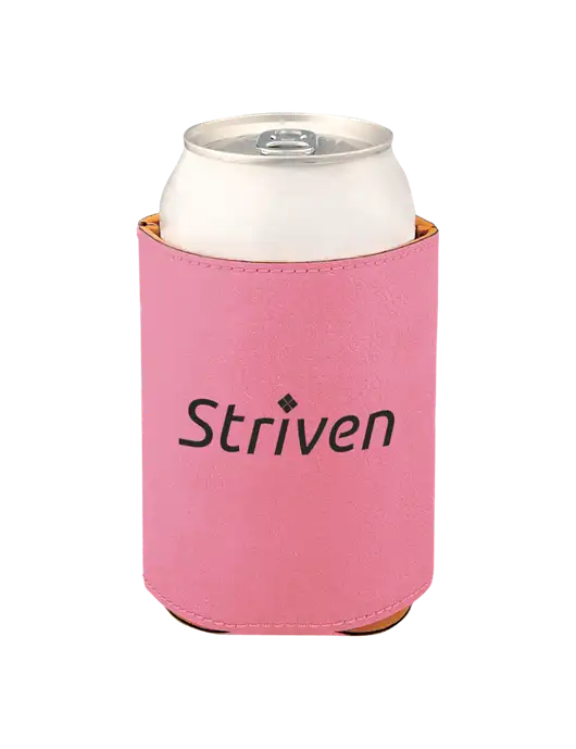 Pink Leatherette Beverage Holder w/Striven Logo 