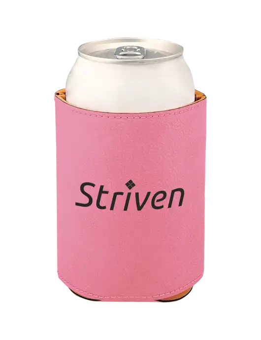 Pink Leatherette Beverage Holder w/Striven Logo 