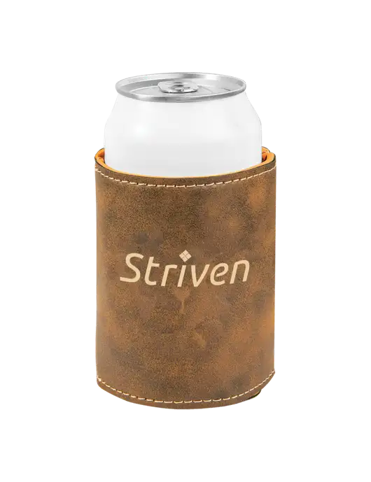 Rustic Leatherette Beverage Holder w/Striven Logo 
