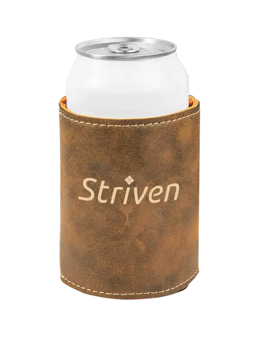 Rustic Leatherette Beverage Holder w/Striven Logo 