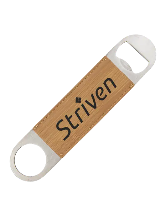 Bamboo Leatherette Bottle Opener w/Striven Logo 