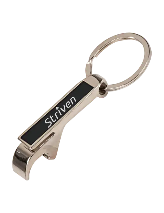 Black Bottle Opener Keychain w/Striven Logo 