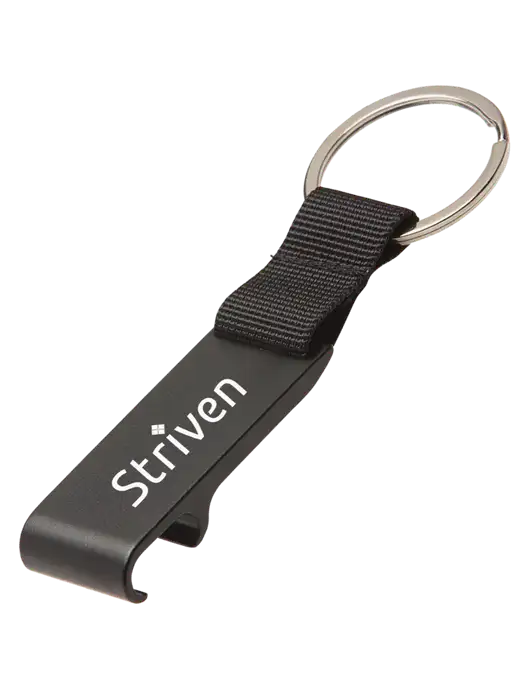 Black Bottle Opener & Key Ring w/Striven Logo 