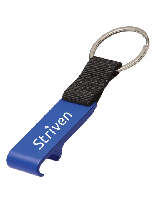 Blue Bottle Opener & Key Ring w/Striven Logo 