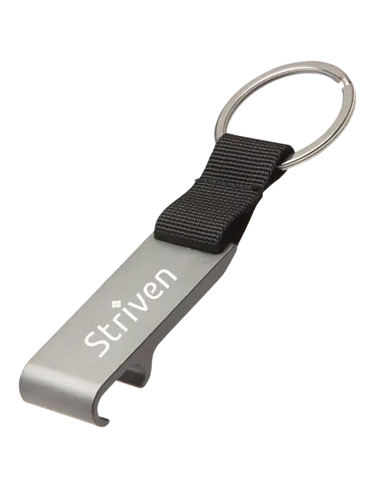 Gunmetal Bottle Opener & Key Ring w/Striven Logo 