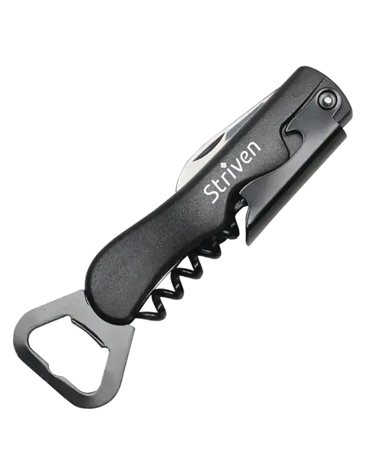 Sleek Black Bottle Opener w/Striven Logo 