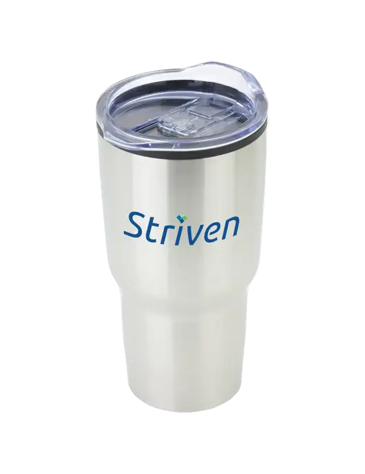 Odyssey Silver 30 oz Travel Tumbler w/Striven Logo 